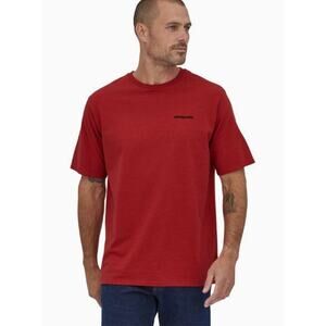 Patagonia P-6 Logo Responsibility Red Tee Recycled Men's XL Outdoor Casual